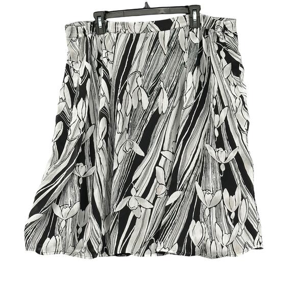 Covington Skirt Womens 16 18 Black Gray A-Line Floral Sheer Modest Office Church - Picture 2 of 5